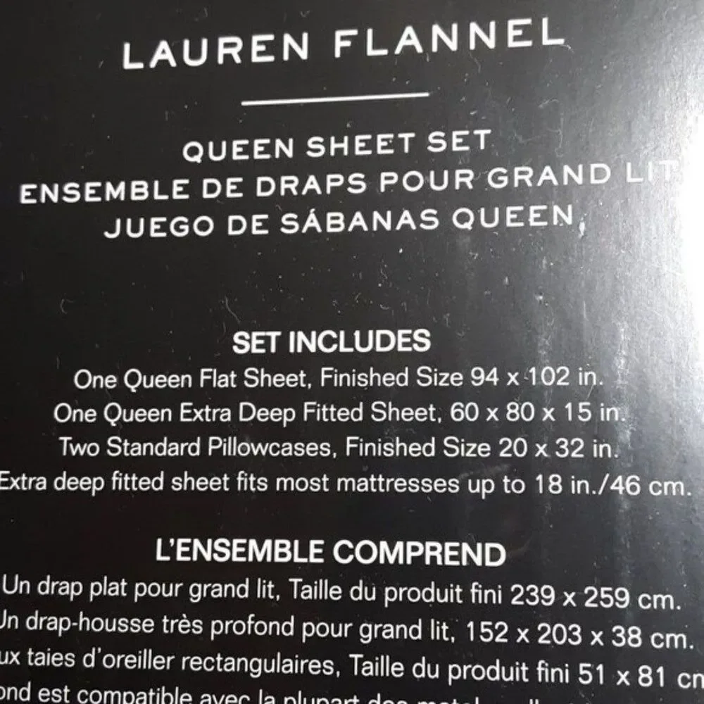Ralph Lauren - Lauren Flannel Queen Sheet Set (4pcs)